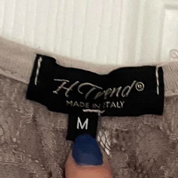 H.Trend Taupe Sheer Silk Romantic Lace-Trim Tunic Blouse - Women's M - Picture 7 of 7